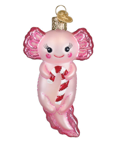 Axolotl With Candy Cane Ornament