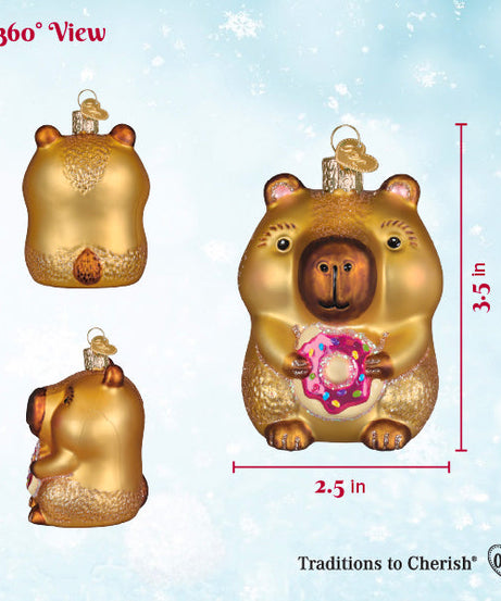 Capybara Eating Donut Ornament