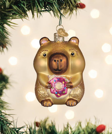 Capybara Eating Donut Ornament