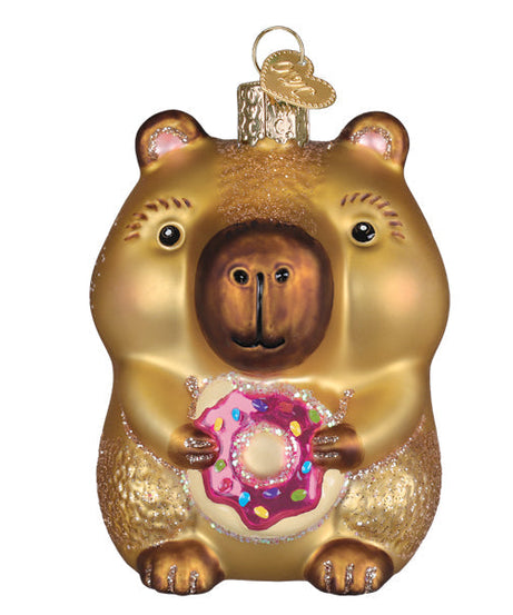Capybara Eating Donut Ornament