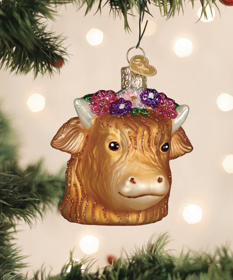 Floral Highland Cow Ornament