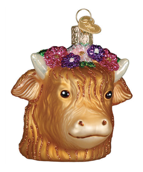 Floral Highland Cow Ornament
