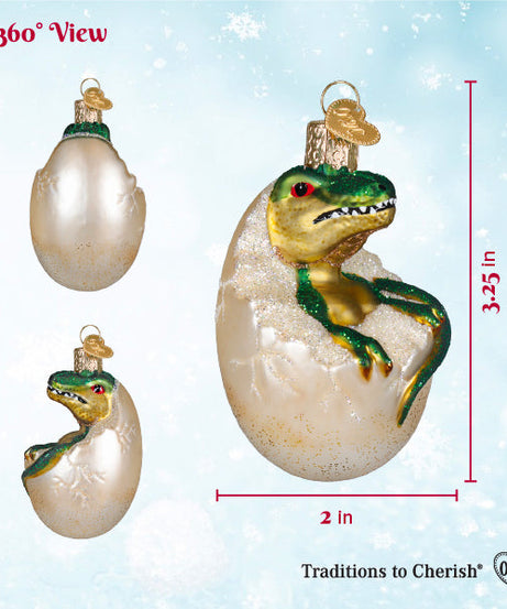 Baby Dino In Egg Ornament