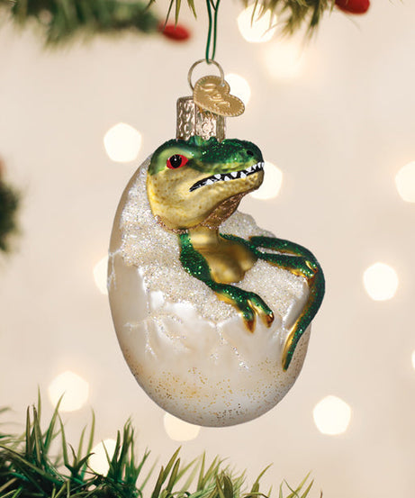 Baby Dino In Egg Ornament