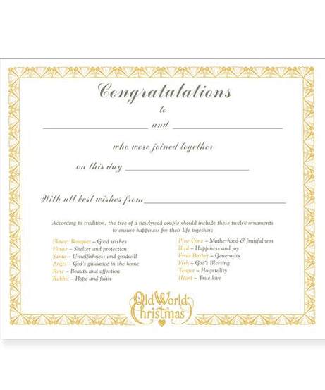 Bride's Collection Certificate