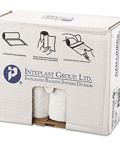 Boardwalk Low-Density Waste Can Liners, 30 gal, 0.6 mil, 30" x 36", White, Perforated Roll, 25 Bags/Roll, 8 Rolls/Carton (BWK3036EXH)