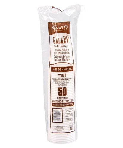 Dart High-Impact Polystyrene Cold Cups, 16 oz, Translucent, 50 Cups/Sleeve, 20 Sleeves/Carton (Y16T) - Grazingbelles