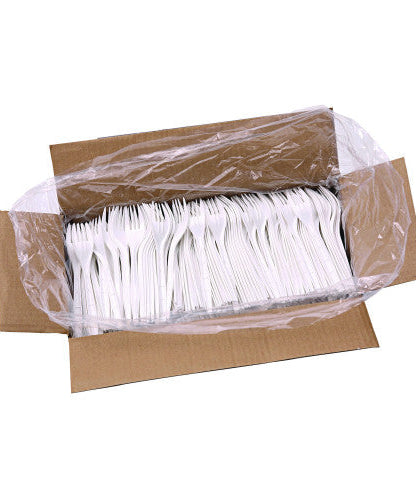 Boardwalk® Heavyweight Plastic Cutlery, Fork, WE, 1000 Pcs. (BWKFORKHWPPWH)