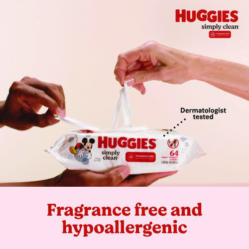 Huggies Simply Clean Fragrance Free Baby Wipes, 64/Pack, 11 Packs/Carton (53611) - Grazingbelles
