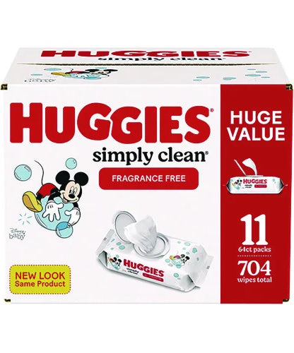 Huggies Simply Clean Fragrance Free Baby Wipes, 64/Pack, 11 Packs/Carton (53611) - Grazingbelles