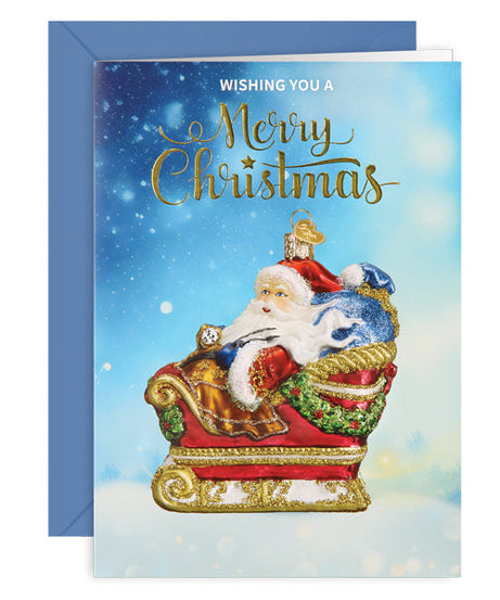 Santa In Sleigh Christmas Card