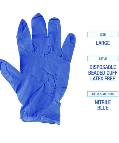Boardwalk® Disposable Nitrile Gloves, Large, Blue, 4 mil, 100/Box (BWK380LBXA) - Grazingbelles