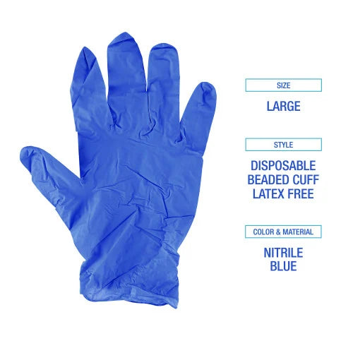Boardwalk® Disposable Nitrile Gloves, Large, Blue, 4 mil, 100/Box (BWK380LBXA) - Grazingbelles