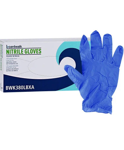 Boardwalk® Disposable Nitrile Gloves, Large, Blue, 4 mil, 100/Box (BWK380LBXA) - Grazingbelles