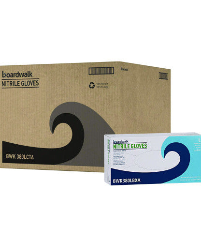 Boardwalk® Disposable Nitrile Gloves, Large, Blue, 4 mil, 1000/CT (BWK380LCTA)