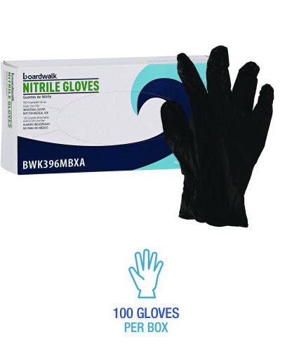 Boardwalk® Disp Powder-Free Nitrile Gloves, M, Blk, 4.4 mil, 1000/CT (BWK396MCTA)
