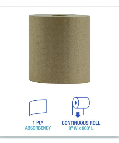 Boardwalk® Hardwound Paper Towels, Brown, 800-ft., 6 Rolls (BWK6256)
