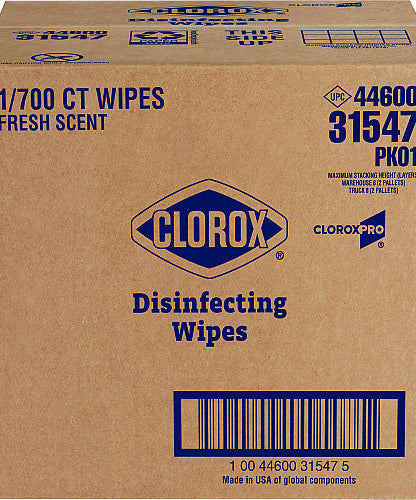 Clorox Disinfecting Wipes, 1-Ply, 7 x 8, Fresh Scent, White, 700/Bucket (31547) - Grazingbelles
