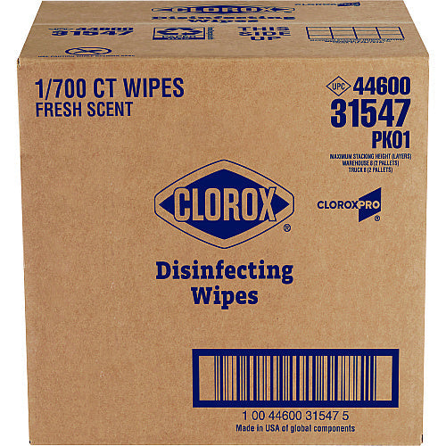 Clorox Disinfecting Wipes, 1-Ply, 7 x 8, Fresh Scent, White, 700/Bucket (31547) - Grazingbelles