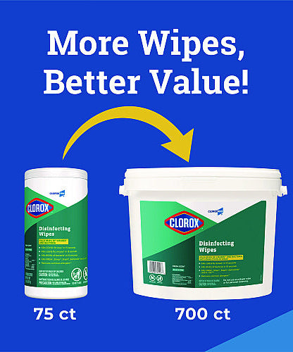 Clorox Disinfecting Wipes, 1-Ply, 7 x 8, Fresh Scent, White, 700/Bucket (31547) - Grazingbelles
