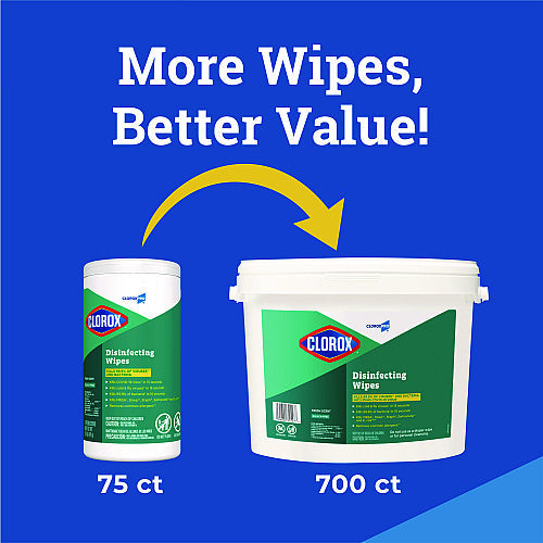 Clorox Disinfecting Wipes, 1-Ply, 7 x 8, Fresh Scent, White, 700/Bucket (31547) - Grazingbelles