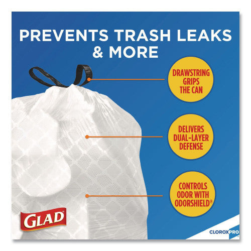 Glad Tall Kitchen Drawstring Trash Bags, 13 gal, 24" x 27.38", Gray, 100/Box (78526) - Grazingbelles