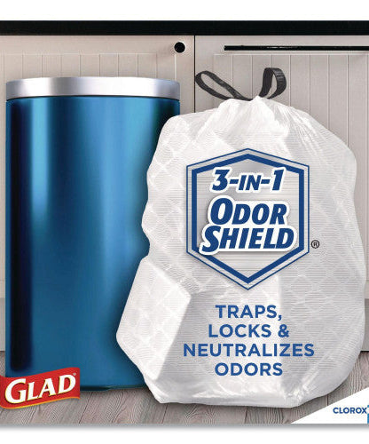 Glad Tall Kitchen Drawstring Trash Bags, 13 gal, 24" x 27.38", Gray, 100/Box (78526) - Grazingbelles