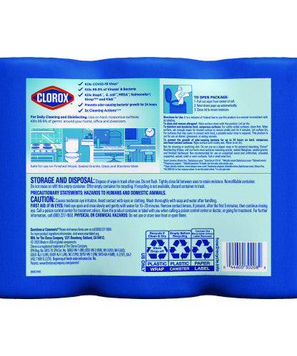Clorox Disinfecting Wipes, 1-Ply, 7 x 8, Fresh Scent/Citrus Blend, White, 75/Canister, 3 Canisters/Pack (30208PK) - Grazingbelles