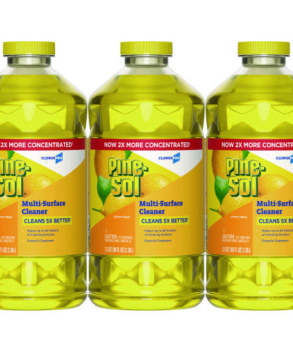 Pine-Sol CloroxPro Multi-Surface Cleaner Concentrated, Lemon Fresh Scent, 80 oz Bottle, 3/Carton (60607CT) - Grazingbelles