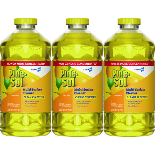 Pine-Sol CloroxPro Multi-Surface Cleaner Concentrated, Lemon Fresh Scent, 80 oz Bottle, 3/Carton (60607CT) - Grazingbelles