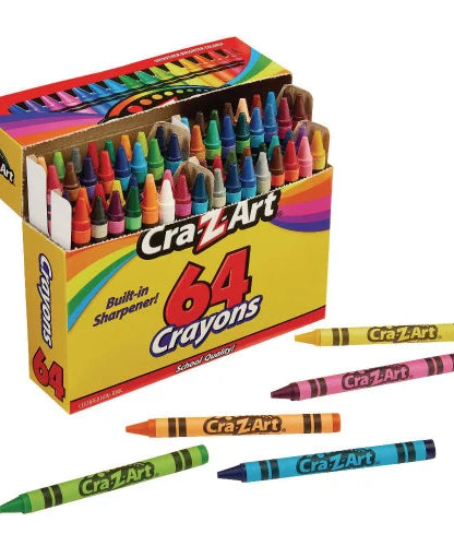 Cra-Z-Art Crayons, 64 Assorted Colors, 64/Pack (10202WM16) - Grazingbelles