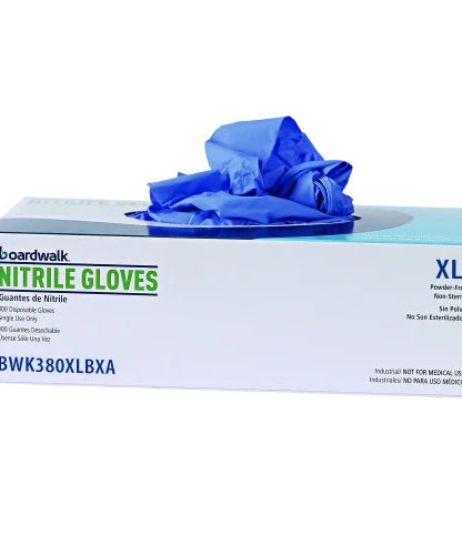 Boardwalk® Disposable Nitrile Gloves, X-Large, Blue, 4 mil, 100/Box (BWK380XLBXA) - Grazingbelles