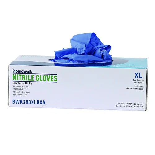 Boardwalk® Disposable Nitrile Gloves, X-Large, Blue, 4 mil, 100/Box (BWK380XLBXA) - Grazingbelles