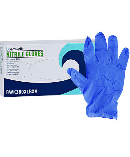 Boardwalk® Disposable Nitrile Gloves, X-Large, Blue, 4 mil, 100/Box (BWK380XLBXA) - Grazingbelles