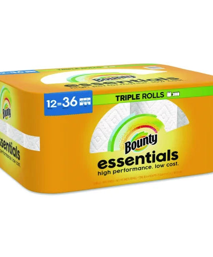 Bounty® Essentials Kitchen Paper Towel Rolls, 2-Ply, 162 Sheet Rolls, 12 Rolls (16681) - Grazingbelles