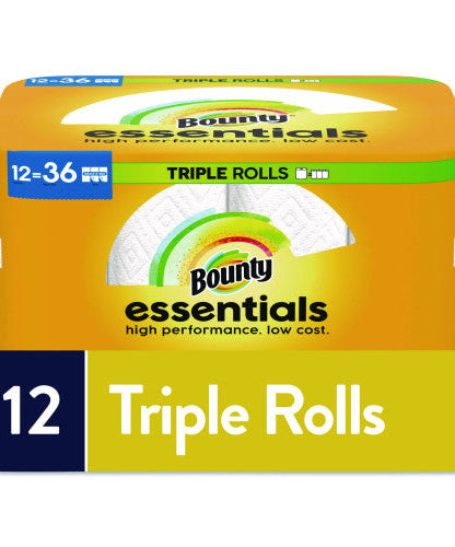 Bounty® Essentials Kitchen Paper Towel Rolls, 2-Ply, 162 Sheet Rolls, 12 Rolls (16681) - Grazingbelles