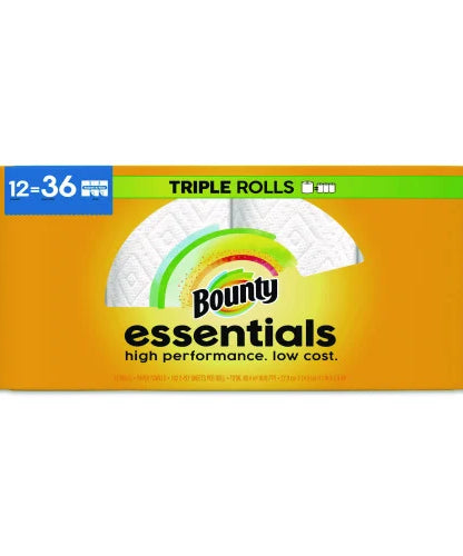 Bounty® Essentials Kitchen Paper Towel Rolls, 2-Ply, 162 Sheet Rolls, 12 Rolls (16681) - Grazingbelles