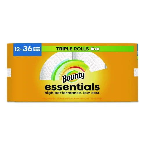 Bounty® Essentials Kitchen Paper Towel Rolls, 2-Ply, 162 Sheet Rolls, 12 Rolls (16681) - Grazingbelles