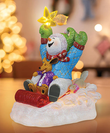 Star Powered Snow Boy Lighted Figurine