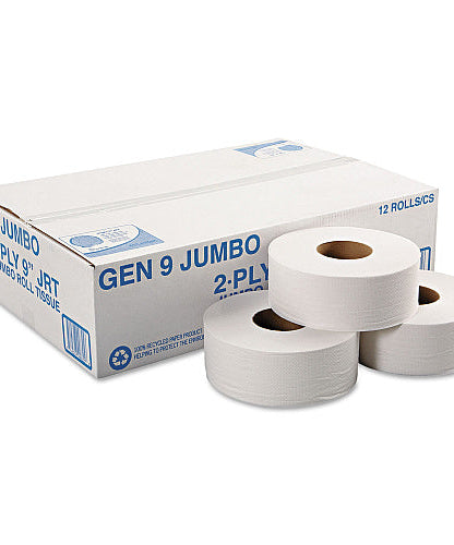 GEN® Jumbo Jr. Toilet Paper Rolls, 2-Ply, 700-ft., 12 Rolls (GEN9JUMBOB)