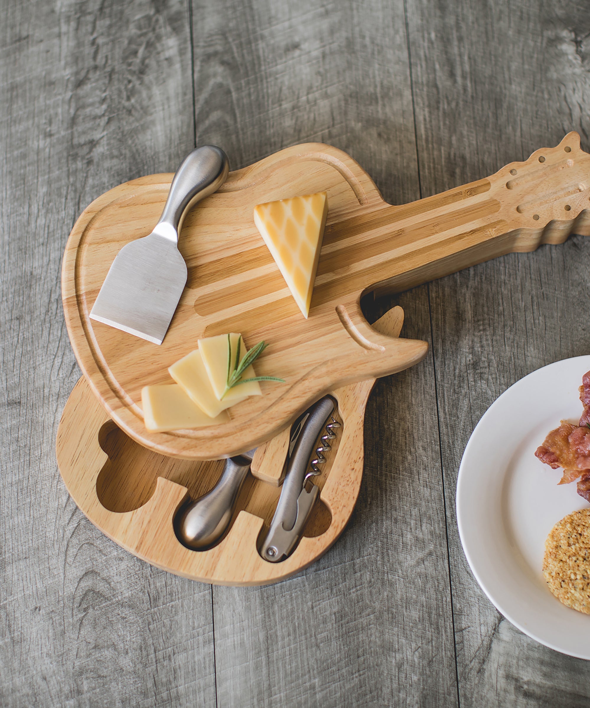 Guitar Cheese Cutting Board & Tools Set