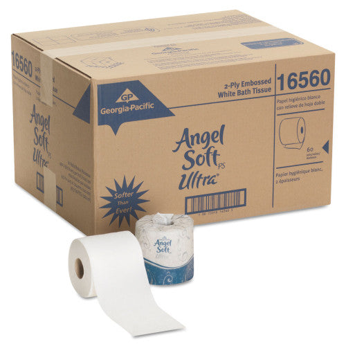 Georgia Pacific Professional Angel Soft ps Ultra 2-Ply Premium Bathroom Tissue, Septic Safe, White, 400 Sheets/Roll, 60/Carton (16560) - Grazingbelles