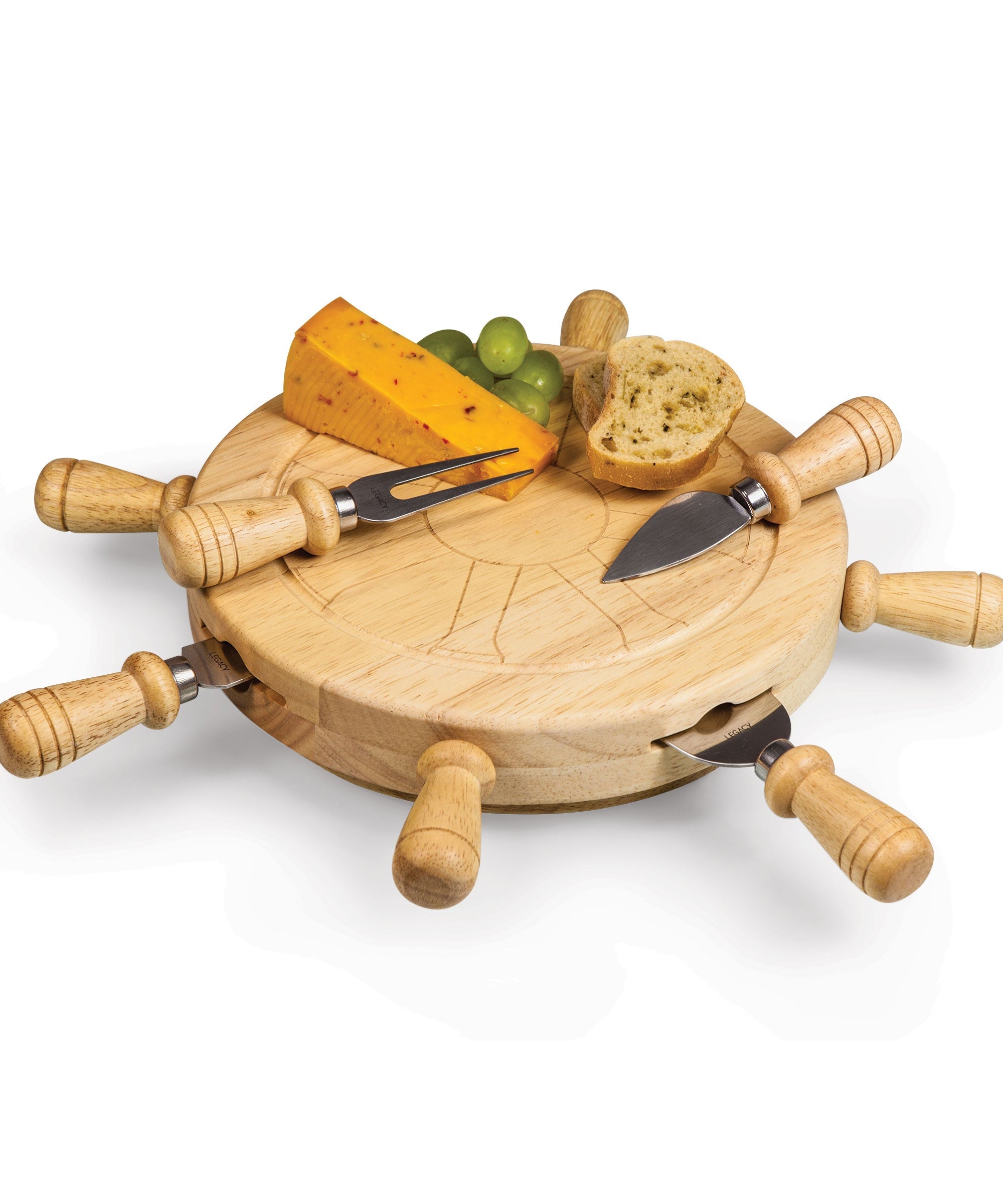 Mariner Lazy Susan Cheese Cutting Board & Tools Set