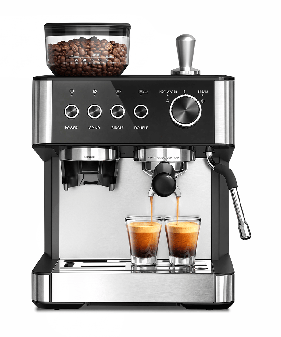 Kismile Espresso Machine, Semi-Automatic Coffee Maker with Bean Grinder and Milk Frother Steam Wand - Grazingbelles