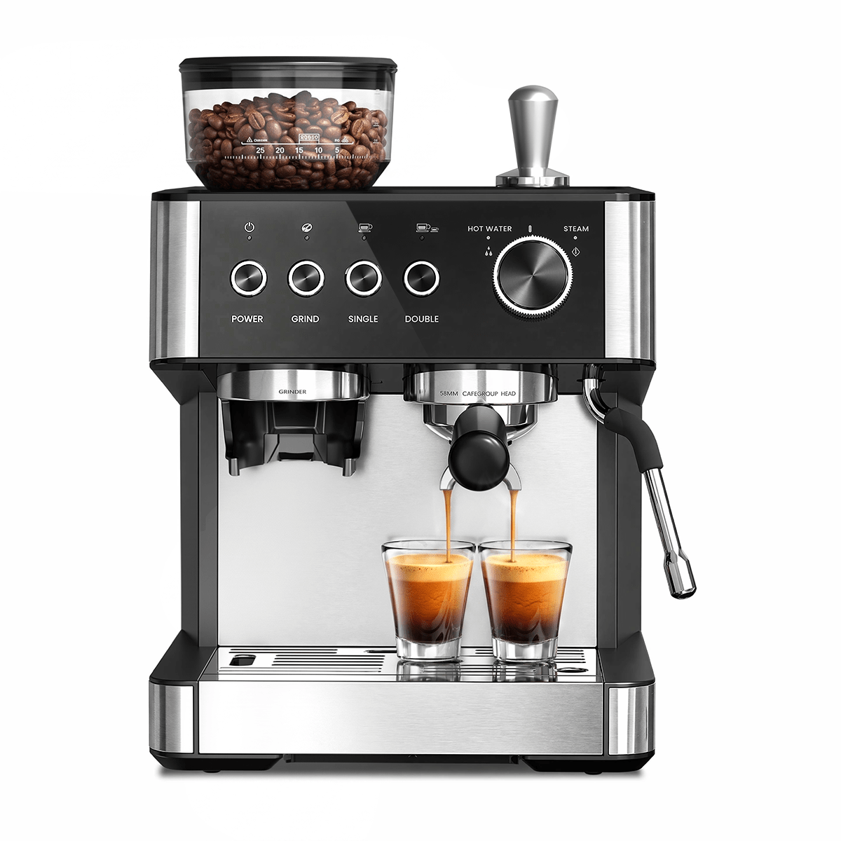 Kismile Espresso Machine, Semi-Automatic Coffee Maker with Bean Grinder and Milk Frother Steam Wand - Grazingbelles