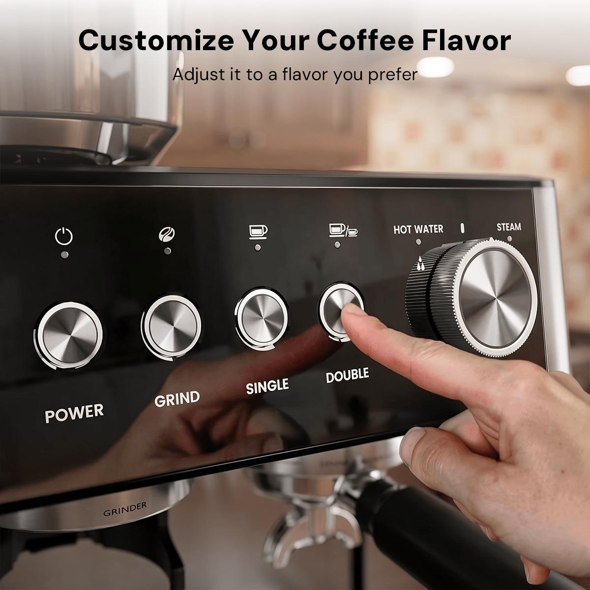 Kismile Espresso Machine, Semi-Automatic Coffee Maker with Bean Grinder and Milk Frother Steam Wand - Grazingbelles
