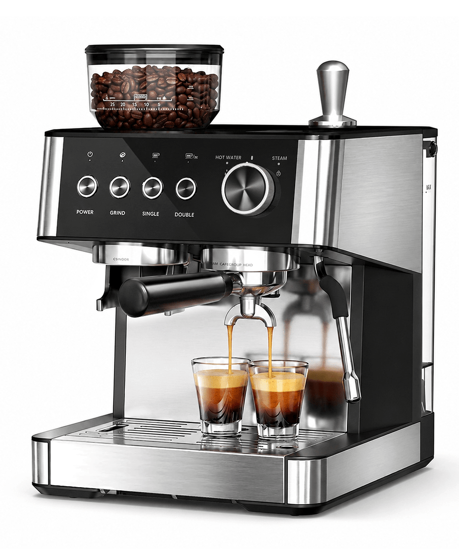 Kismile Espresso Machine, Semi-Automatic Coffee Maker with Bean Grinder and Milk Frother Steam Wand - Grazingbelles