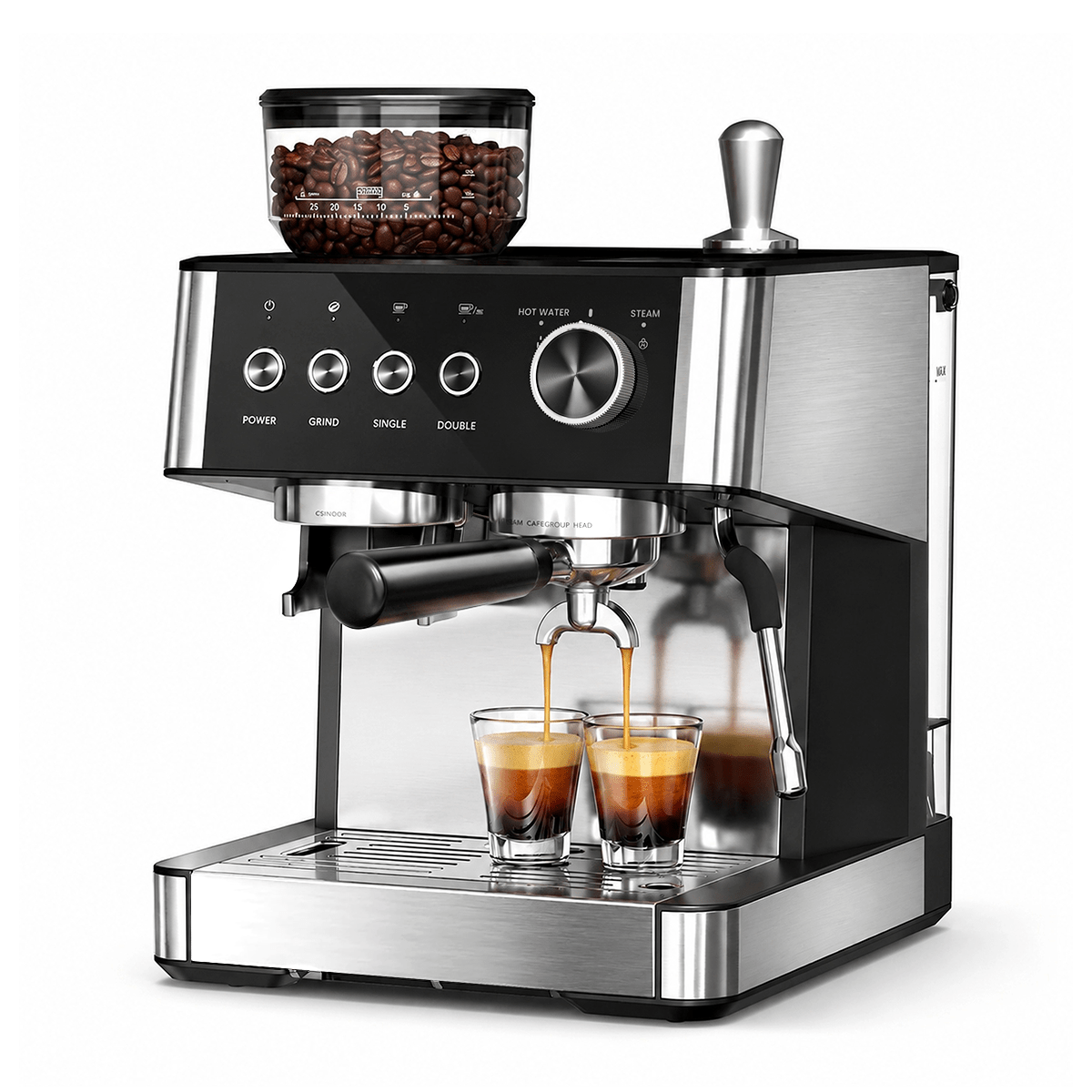 Kismile Espresso Machine, Semi-Automatic Coffee Maker with Bean Grinder and Milk Frother Steam Wand - Grazingbelles
