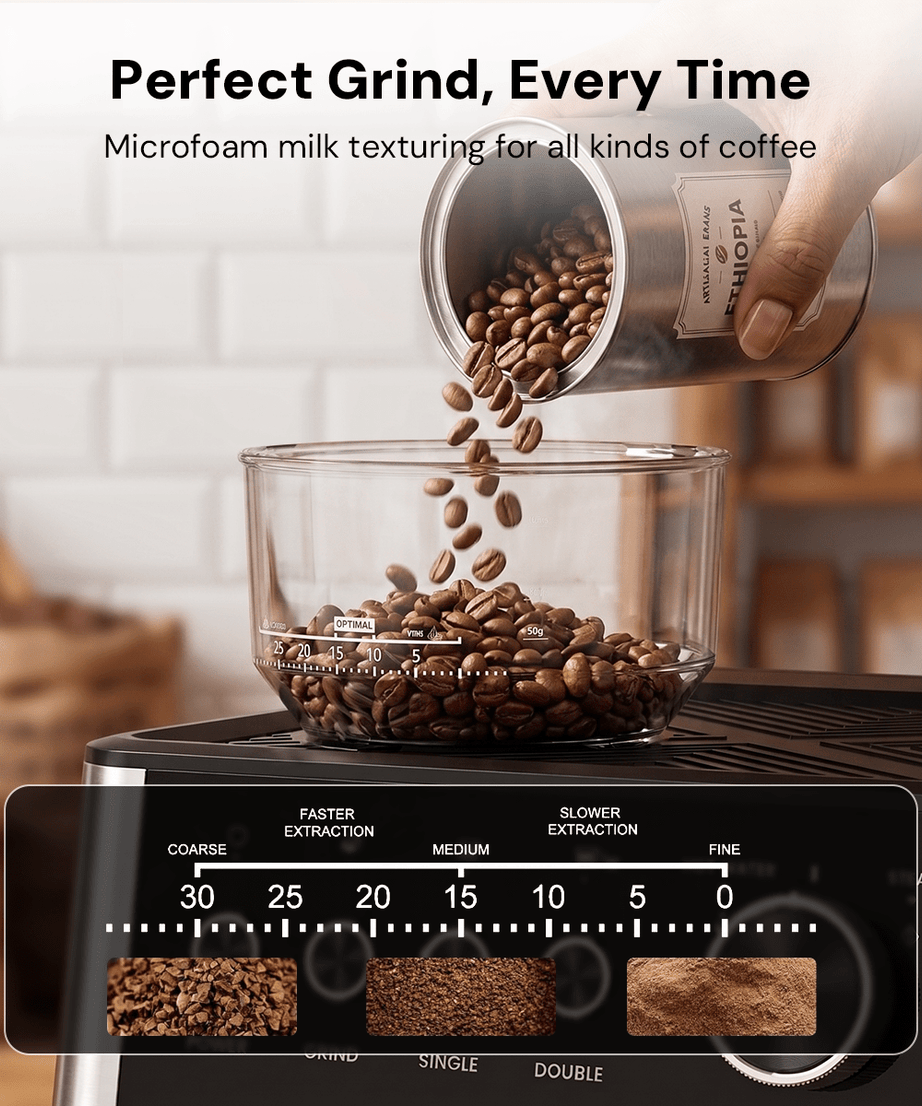 Kismile Espresso Machine, Semi-Automatic Coffee Maker with Bean Grinder and Milk Frother Steam Wand - Grazingbelles