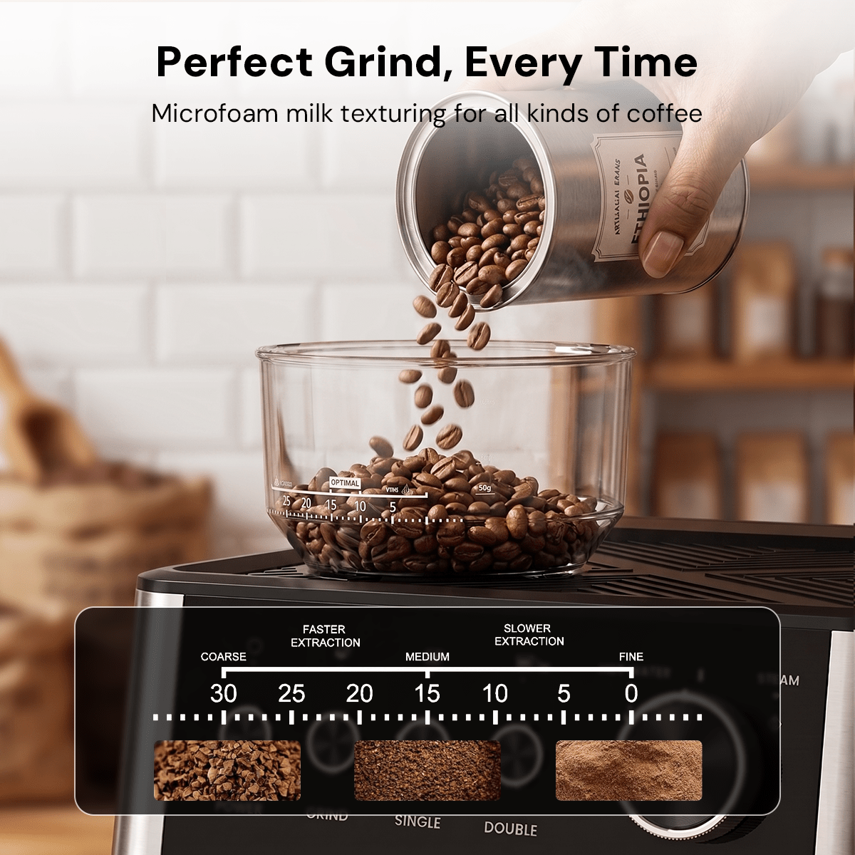 Kismile Espresso Machine, Semi-Automatic Coffee Maker with Bean Grinder and Milk Frother Steam Wand - Grazingbelles